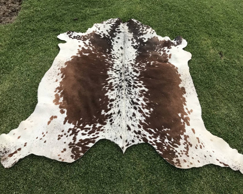 Real Cowhide Rug Tricolor Living room area rug Cow hide small / Large Rug Brown white Black Cowhide rug Cow skin Rug Hides Brindle Cowhide image 6