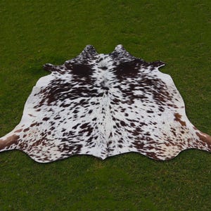 Real Tricolor Cowhide Rugs - Brazillian Brown and White Cowhide Skins For Home Decor - Natural Hair-on Floor Area Cowhide Rugs