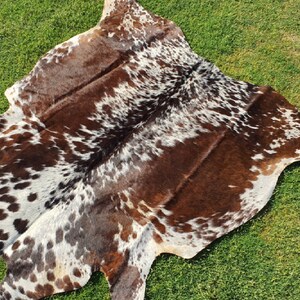 Elevate your space with our Brazilian Cow Hide Rugs – perfect for use as Living Room Rugs, Ottoman Rugs, or striking accent pieces. Made from 100% natural cow skin, each tri-color rug features a beautiful brindle cow hide pattern in rich brown and white tones. These hair-on rugs offer a soft texture and unique charm, making them timeless cow skin rugs for any interior.