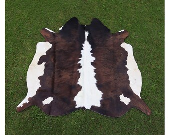 Natural Brown And White Cow Hide Rug-Handmade Large Cow Skin For Western Cowhide Decor-Hair On Brazilian Floor Area Rug-Gift For Christmas
