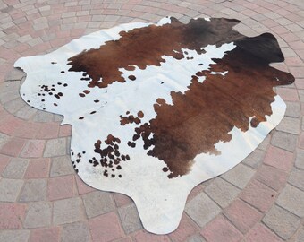 Unique Cowhide Rug - Beautiful Cow Skin Rug in Brown and White - Large Handmade Area Rug for Living Room - Custom Cowhide Rug for Home Decor