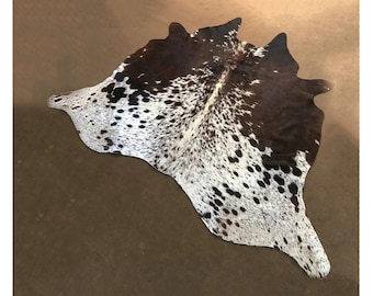 Brown and White  cowhide Brindle  Cowhide Rug - Brindle cowhide rug - Hair on hides - Brown Black and white cowhide rug