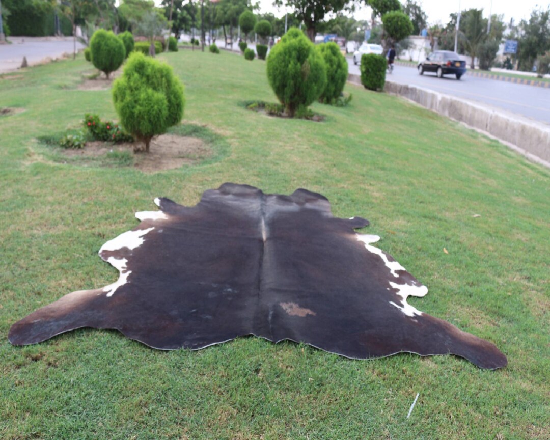 Cowhide Rug Tricolor Living Room Area Rug Cow Hide Small / Large Rug