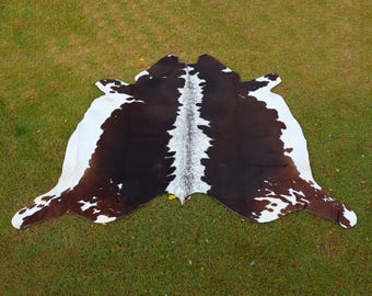 Tricolor Brazilian Cowhide Rug, Natural Hair On Hide