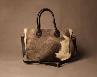 Classic Cowhide Tote Bag - Ladies Cowhide Tote Shoulder Bag - Western Cowhide Purse - Compact Cowhide Tote Handbags - Ideal Gift for Her