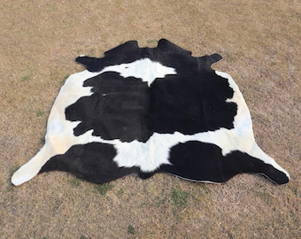 Alfombra de piel de vaca auténtica en blanco y negro Alfombra de piel de vaca brasileña Alfombra grande de piel de vaca auténtica Alfombra de piel de vaca de lujo para decoración del hogar Alfombra de vaca occidental