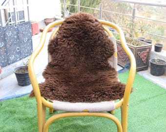 Natural Brown Sheepskin Rug, Real Sheep Skin Area Rug, Icelandic Lamb Skin Rug, Fuzzy Sheepskin for Home Decor, Throw Rug for Living Room