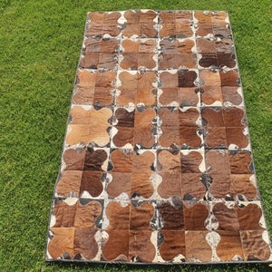 Handmade Leather Cowhide Rug | Cowhide Patchwork Cow skin Rug | Natural Rugs