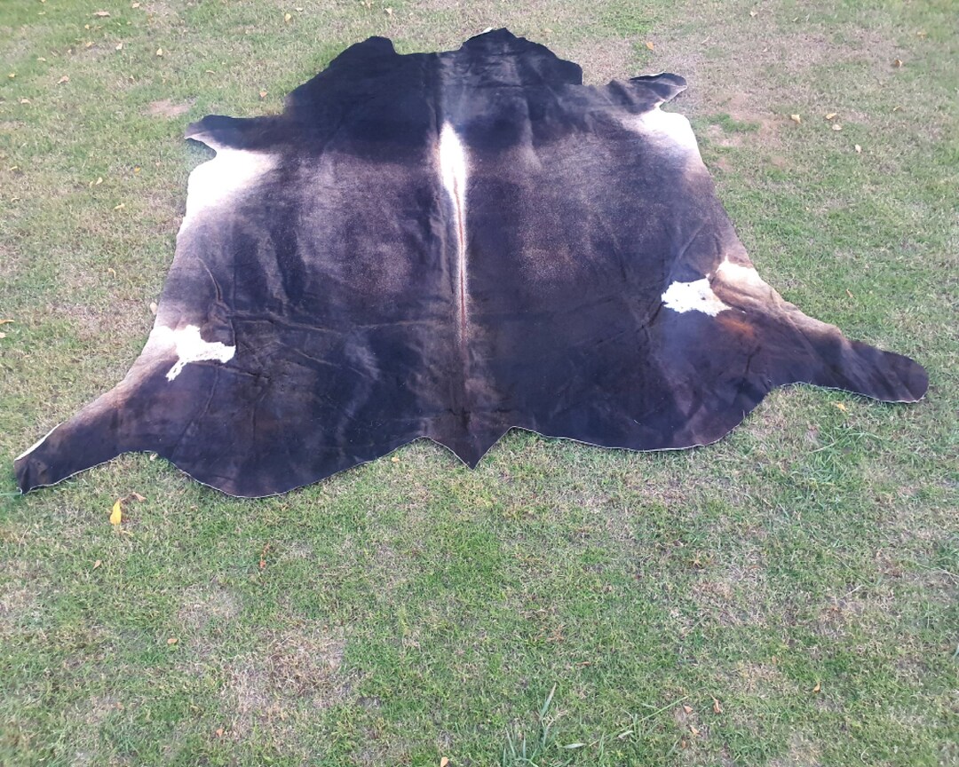 Real Cowhide Rugcow Skin Ruggift for Anniversarybrown and Whitedark