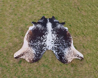 Natural Soft Tricolor Cowhide for Rustic Decor, Genuine Luxurious Brown and White Cow Skin for Stylish Space,  Brindle Animal Skin