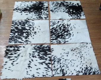 Pelliccia in vera pelle bovina per progetti di tappezzeria - Pelo su pelli per rivestimento sgabello-sedia-divano - Pelliccia in pelle bianca nera per progetti