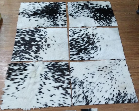 Real Cowhide fur for upholstery Projects - Hair on hides for stool-chair-sofa cover - Black white Leather fur for projects