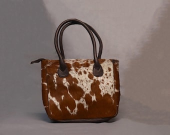 Large Cowhide Tote Bag, Cowhide Tote Shoulder Bag, Handmade Western Cowhide Purse, Small Cowhide Tote Handbags for Women, Ideal Gift for Her