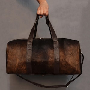 Bolsa de lona grande de piel de vaca, bolsa de viaje de lujo de piel de vaca, bolsa de fin de semana de piel de vaca, bolsas Western personalizadas - Regalo ideal