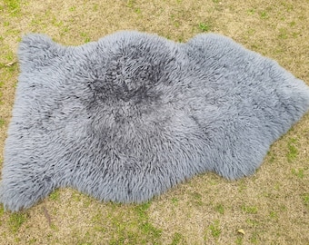 Grey Sheepskin Rug, Natural Sheep Skin Area Rug, Icelandic Lamb Skin Rug, Exotic Sheepskin for Home Decor, Throw Rug for Bedroom Living Room
