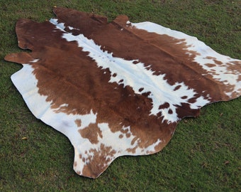 Brown and White Real Cowhide Area Rug - Exclusive Cow Skin Leather Rug - Home Decor Cow Hide Rug - Soft Carpet Area Rug for Living Room