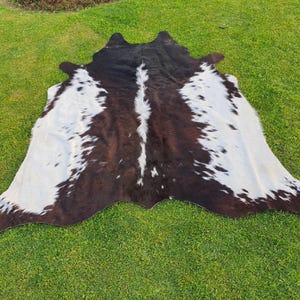 Exclusive Brown And White Cowhide Rug-Genuine Hair On Cowhide for Living Room-Brazillian Cowhide Rug-Western Home Decor-Large Floor Area Rug