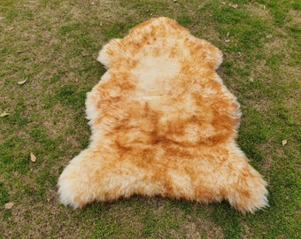 Beige Sheepskin Rug, Brown Sheep Skin Area Rug, Icelandic Lambskin Rug, Home Decor Sheepskin Rug, Living Room Throw Rug