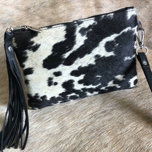 Pochette pour femme en cuir de vache, pochette pour fille - pochette en peau de vache - sac à main imprimé vache - petit sac à main pour femme - sac à main Mme pour femme