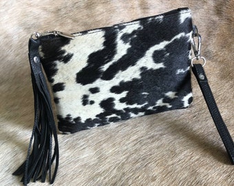 Cowhide Purse Ladies Clutch , Girls  Pouch  - Cowhide Clutch - Cow print Purse - Ladies Small purse - Mrs Purse for women Western Purse