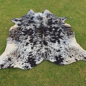 Cowhide Rug-Black and White Cowhide-Black Spotted Hide Rug-Cowhide for Bed Room-Soft Carpet Cowhide-Hair On Rug-Floor Rugs-Large Cowhide