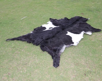 Goatskin Rug Black and White - Goatskin Hide for Home Decor - Exclusive Goat Skin Pelt for Upholstery - Animal Skin Rug - Leather Area Rug