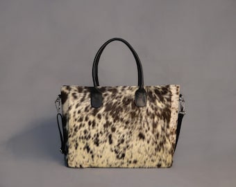 Handcrafted Cowhide Tote Bag Large - Western Cowhide Purse - Cowhide Tote Shoulder Bag - Carryall Ladies Tote Handbag - Ideal Gift for Her