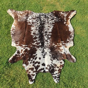 Elevate your space with our Brazilian Cow Hide Rugs – perfect for use as Living Room Rugs, Ottoman Rugs, or striking accent pieces. Made from 100% natural cow skin, each tri-color rug features a beautiful brindle cow hide pattern in rich brown and white tones. These hair-on rugs offer a soft texture and unique charm, making them timeless cow skin rugs for any interior.