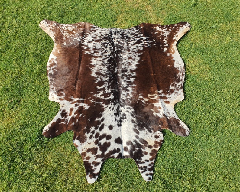 Elevate your space with our Brazilian Cow Hide Rugs – perfect for use as Living Room Rugs, Ottoman Rugs, or striking accent pieces. Made from 100% natural cow skin, each tri-color rug features a beautiful brindle cow hide pattern in rich brown and white tones. These hair-on rugs offer a soft texture and unique charm, making them timeless cow skin rugs for any interior.