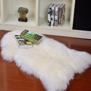Genuine New Zealand White SHEEPSKIN RUG - Long hair Soft Sheep Skin Rugs for Bedroom