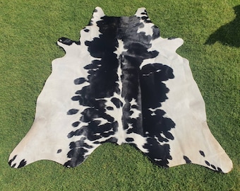 Large Cowhide black and white rugs - Natural Animal skin Area rug for living room - Brazilian cowhide leather rug - Cowhide rug UK/CA