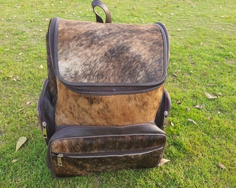 Leather Cowhide Backpack, Cow Hide Diaper Bag, Travel Daypack, Genuine Hair-On Cowhide Backpack for Boys and Girls, Rucksack Canvas Backpack