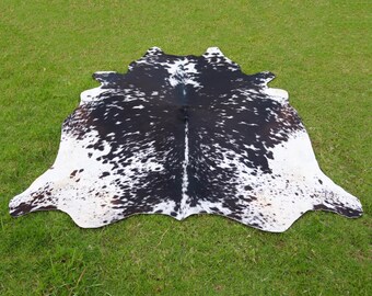 Tapetes de couro de vaca real preto e branco, tapetes de pelo de vaca para decoração de casa, peles de vaca brasileiras grandes, tapetes de couro de vaca tricolor natural
