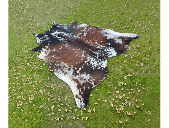 Real Cowhide Rug Brown White, Tricolor, Bedroom Aesthetic Carpet Rugs, Brazilian Floor Area Rug, Home Decor Upholstery Leather