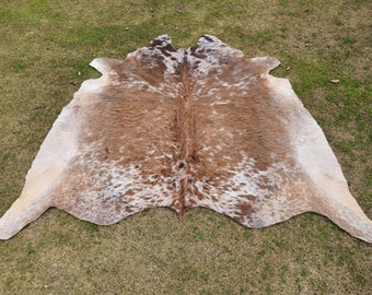 Speckled Brown Cowhide, Brown Cow Skin Rug, Bedroom Aesthetic Brindle Cowhide, Living Room Floor Area Rug, Home Decor Animal Print Cowhide