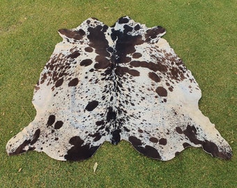 Tricolor real animal skin black and white cowhide rug for bedroom - Handmade ottoman cow skin rug - Cowhide UK