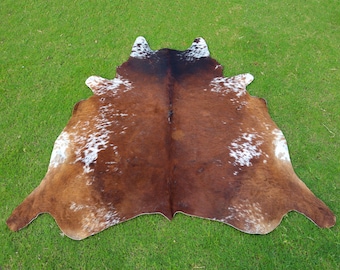 Natural Tricolor Cow Skin-Premium Hair On Brazilian Cowhide-Genuine Animal Skin-Authentic Large Calf Hide-Perfect Gift For Rustic Home Decor