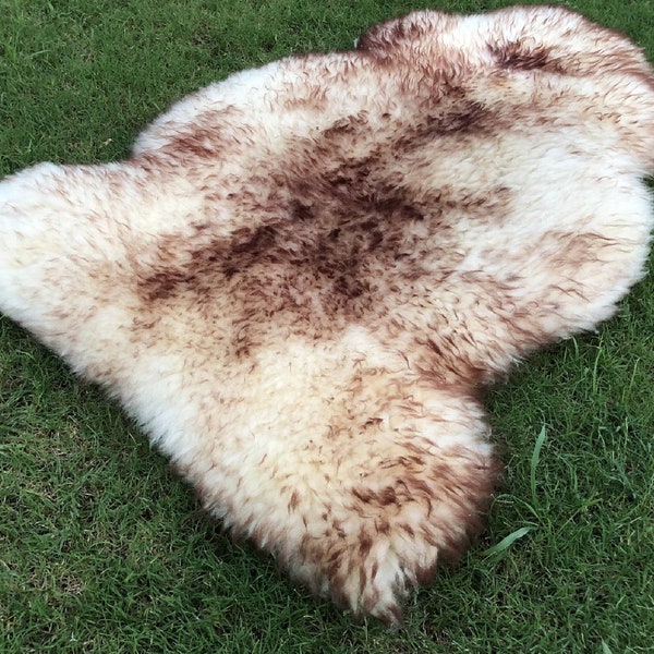 Sheepskin Rug-100% Natural Sheepskin Rug- tricolor  Sheep skin -3 X 2 ft. Soft Fluffy real hair rugs Bedroom- New Zealand  sheepskin gift