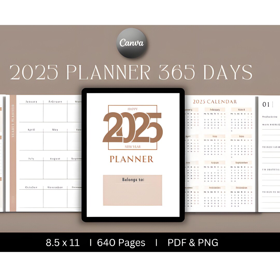 2025 Planner 365 Days KDP Interior Template Planner, Customizable 2025 ...