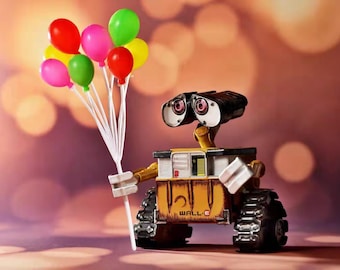 Metal Wall-E Robot Figure, Handmade Desk Ornament (5.2 inches)