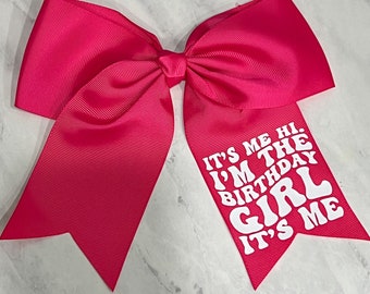 Hot Pink Birthday Girl Hair Bow: 8" Alligator Clip