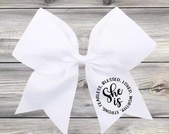 8" Affirmation Bow with Alligator Clip