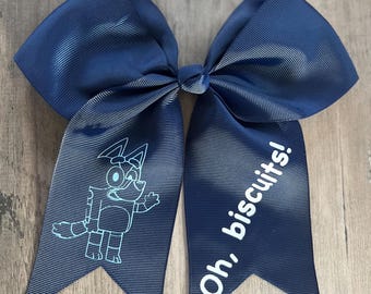 Bluey Hair Bow: Navy Blue 8" Alligator Clip