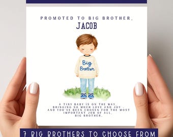 Personalised Big Brother Announcement Card | Watercolor Sibling Reveal
