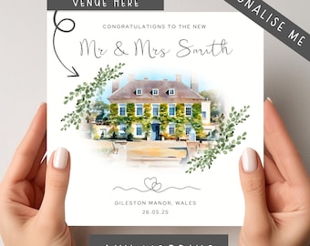 Personalised Wedding Card, Congratulations On Your Wedding Day, Mr & Mrs Card, Newlyweds, To The Bride And Groom, Venue Card