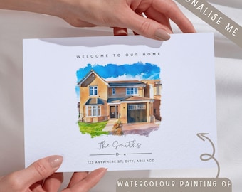 Personalised New Home Watercolor Photo Print, Housewarming Gift