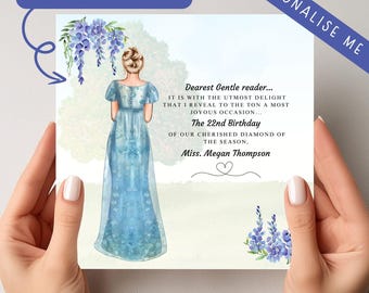 Regency style Birthday Card: Period drama Inspired, Personalised Greeting