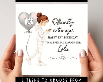 Personalised 13th Birthday Card for Teen Girl | Daughter, Granddaughter, Niece | Custom Name |