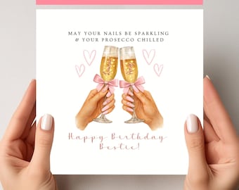 Personalised Prosecco Birthday Card | Bestie Champagne Toast