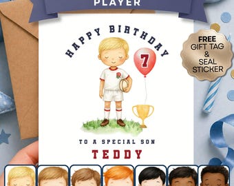 Personalised Rugby Birthday Card: Custom Name & Age